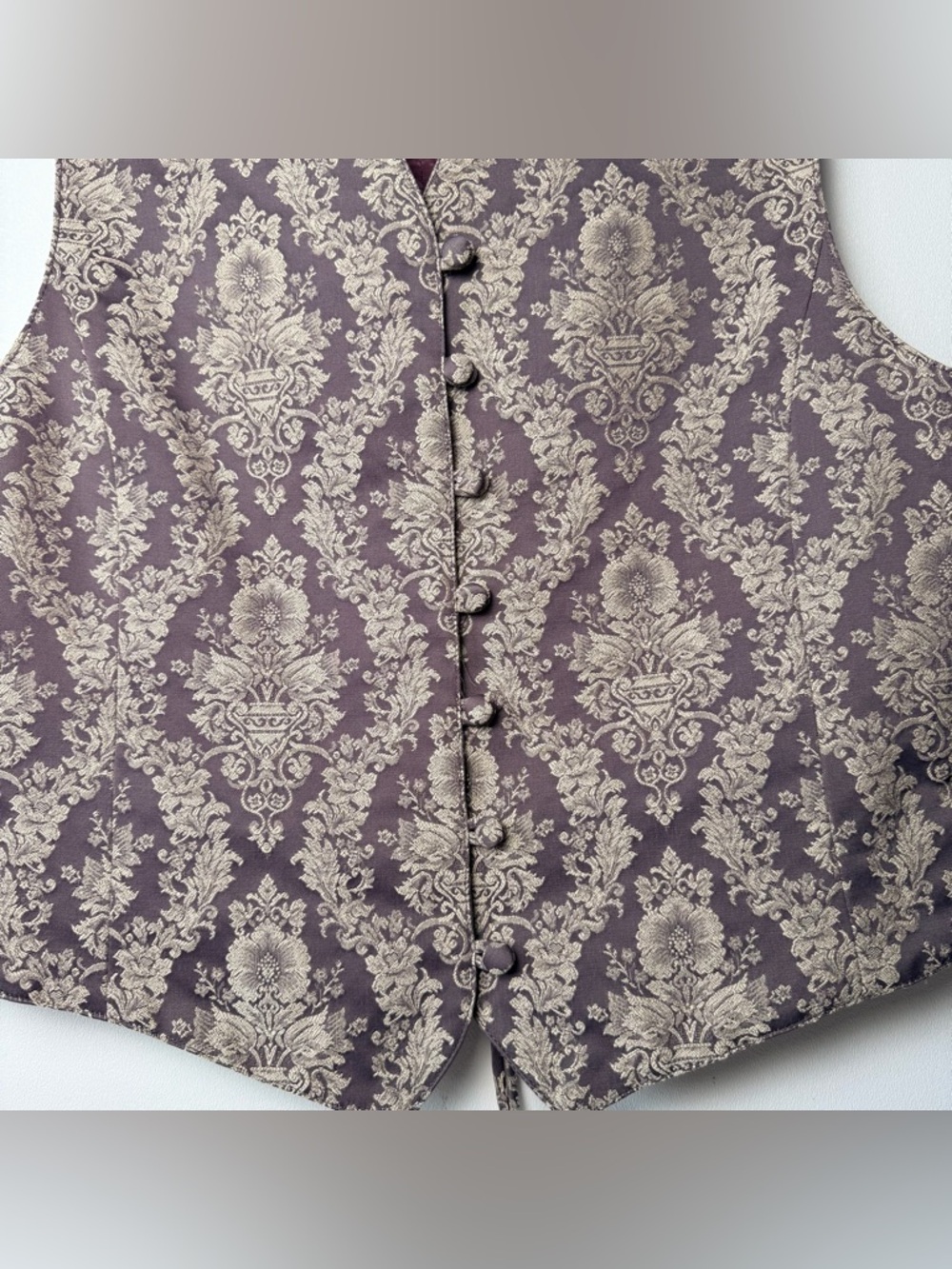 Vintage 1990's LizSport Victorian Print Paisley Vest Women size 10 Purple Mauve - Picture 5 of 9